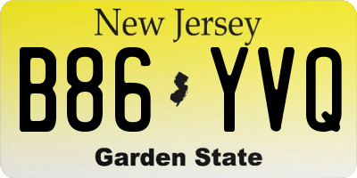 NJ license plate B86YVQ