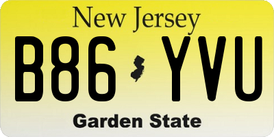 NJ license plate B86YVU