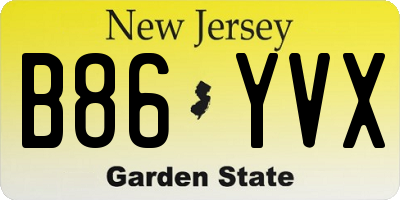 NJ license plate B86YVX