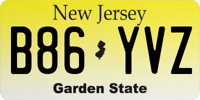 NJ license plate B86YVZ