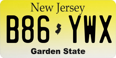NJ license plate B86YWX