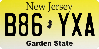 NJ license plate B86YXA