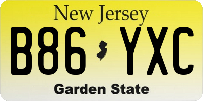 NJ license plate B86YXC