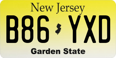 NJ license plate B86YXD