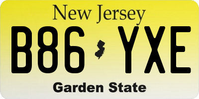 NJ license plate B86YXE