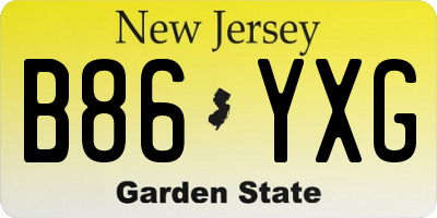 NJ license plate B86YXG