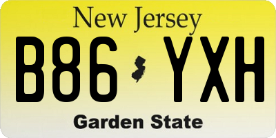 NJ license plate B86YXH