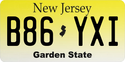 NJ license plate B86YXI