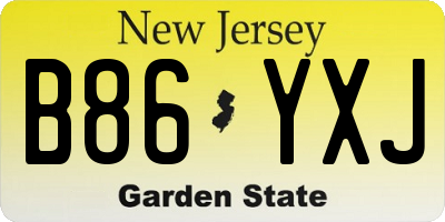 NJ license plate B86YXJ