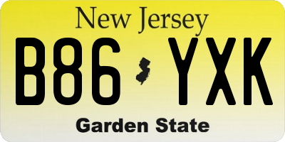 NJ license plate B86YXK