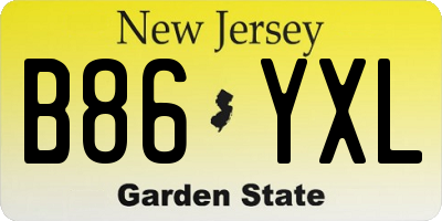 NJ license plate B86YXL