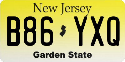 NJ license plate B86YXQ