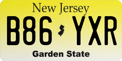 NJ license plate B86YXR