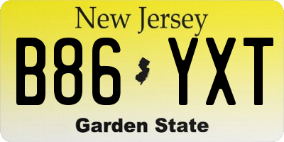 NJ license plate B86YXT