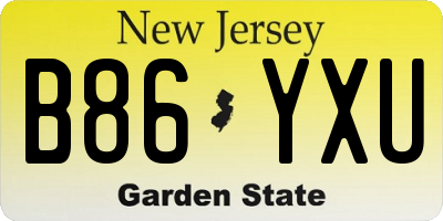 NJ license plate B86YXU