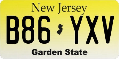 NJ license plate B86YXV