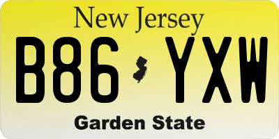 NJ license plate B86YXW