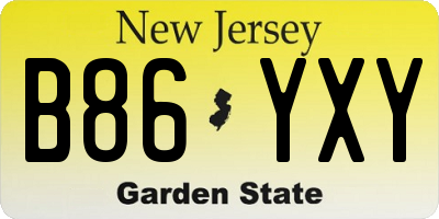 NJ license plate B86YXY