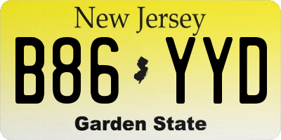 NJ license plate B86YYD