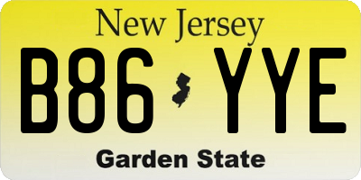 NJ license plate B86YYE
