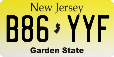 NJ license plate B86YYF
