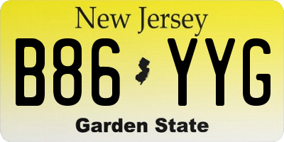 NJ license plate B86YYG