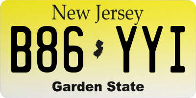 NJ license plate B86YYI
