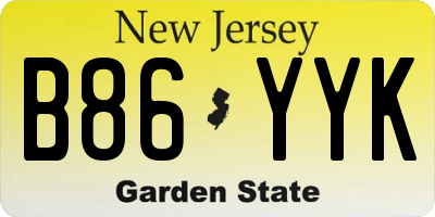 NJ license plate B86YYK