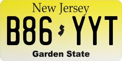 NJ license plate B86YYT