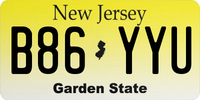 NJ license plate B86YYU