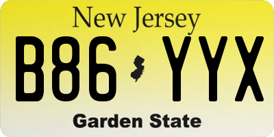 NJ license plate B86YYX