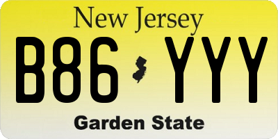 NJ license plate B86YYY