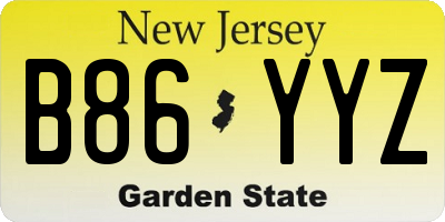NJ license plate B86YYZ