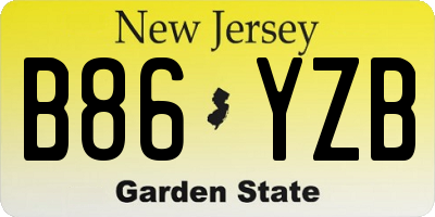 NJ license plate B86YZB