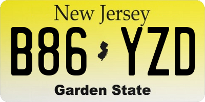 NJ license plate B86YZD