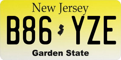 NJ license plate B86YZE
