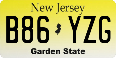 NJ license plate B86YZG