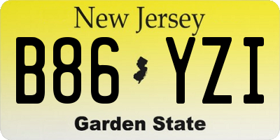 NJ license plate B86YZI