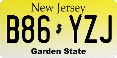 NJ license plate B86YZJ