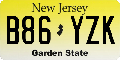 NJ license plate B86YZK