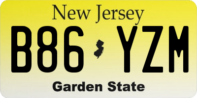 NJ license plate B86YZM