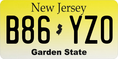 NJ license plate B86YZO