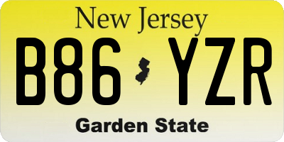 NJ license plate B86YZR