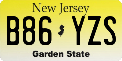 NJ license plate B86YZS