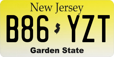 NJ license plate B86YZT