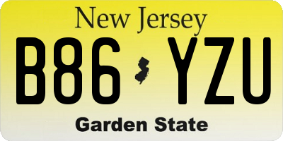 NJ license plate B86YZU