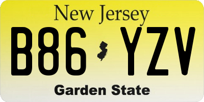 NJ license plate B86YZV