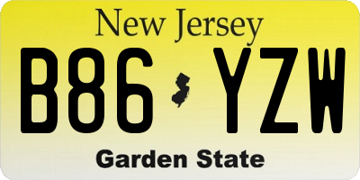 NJ license plate B86YZW
