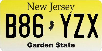 NJ license plate B86YZX