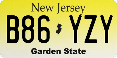 NJ license plate B86YZY